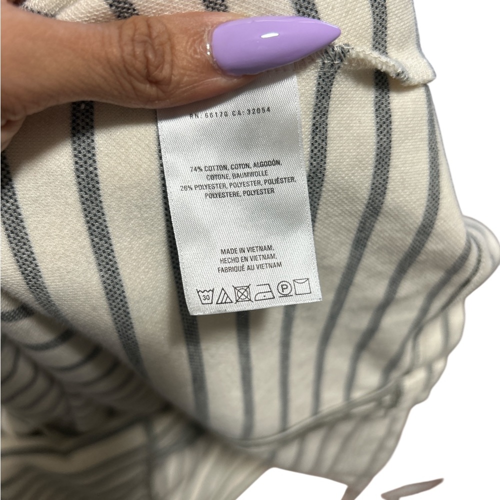 Anthropologie Striped Blazer Jacket Womens Large Black White Cotton preppy - Picture 9 of 9